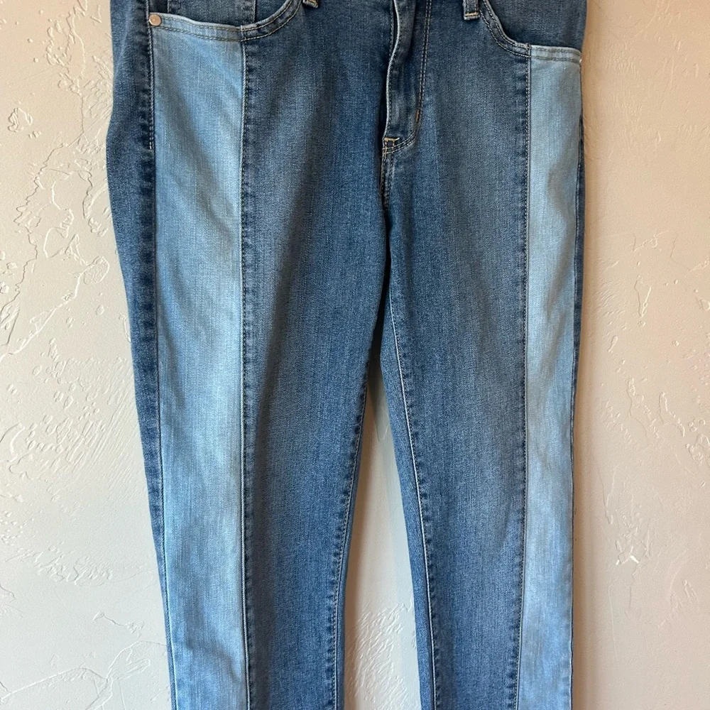 Just Black Denim Two Tone Contrast Panel Raw Hem Skinny Jeans Size 26